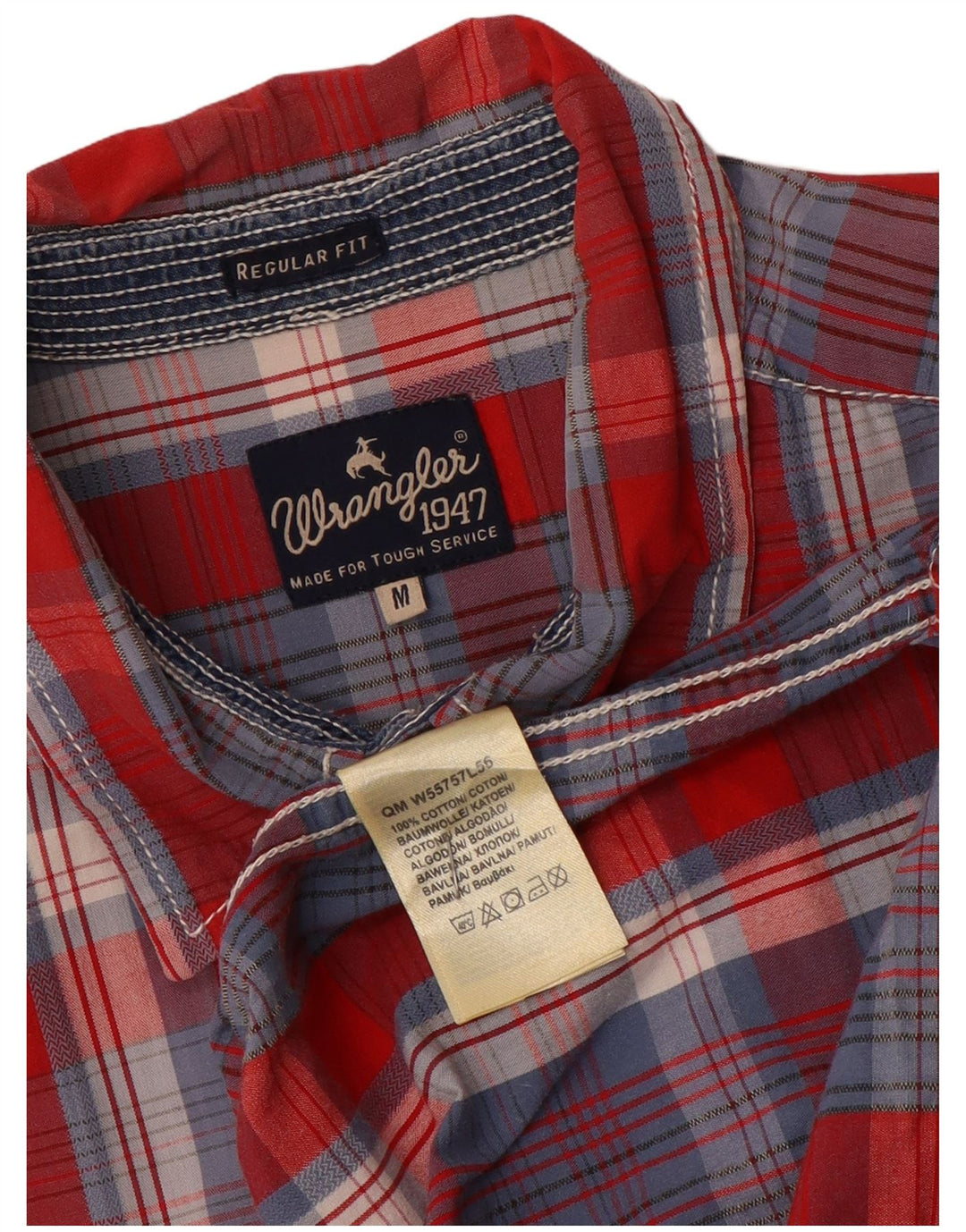 Wrangler Chemise à manches courtes pour homme en coton à carreaux bleu moyen
