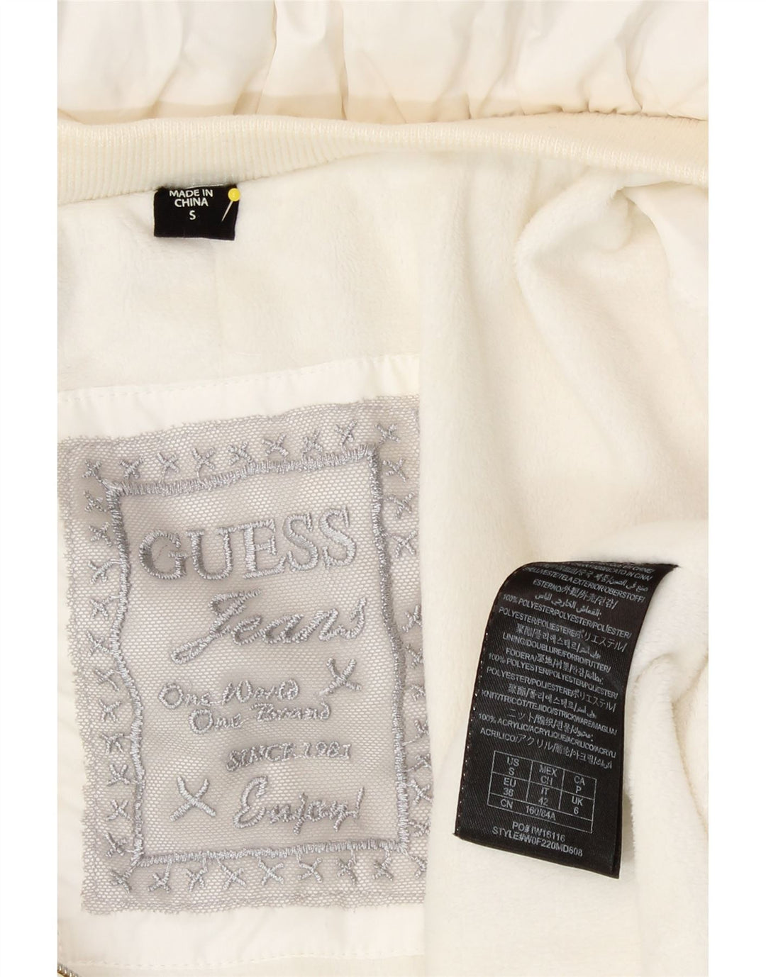 Guess Veste matelassée surdimensionnée pour femme UK 6 XS Blanc Polyester
