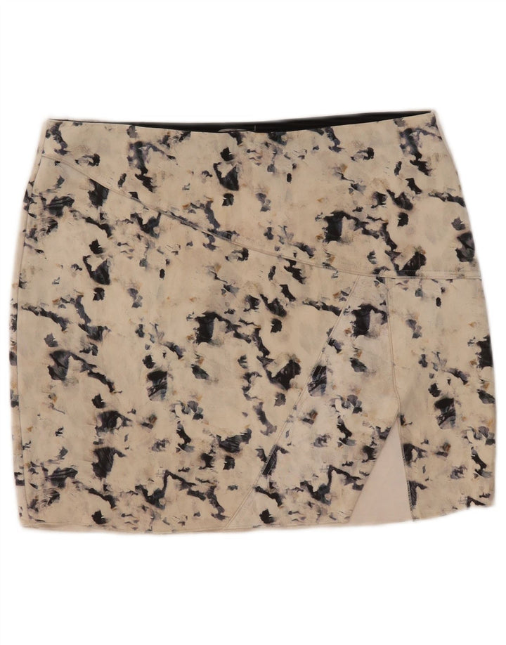 Zara Femme Mini-jupe à motif abstrait Large W30 Beige