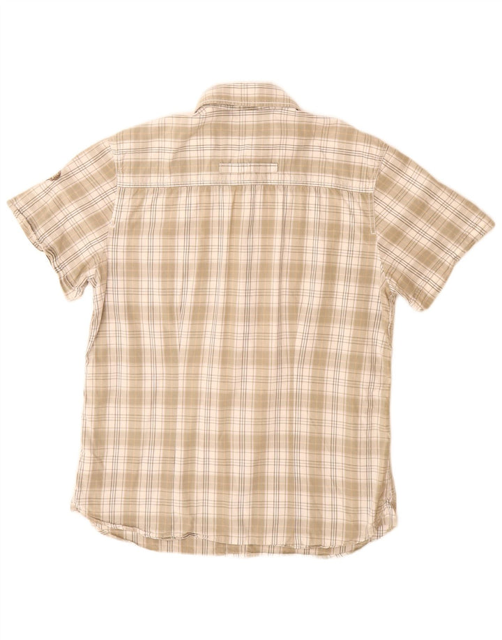 Wrangler Chemise à manches courtes pour homme en coton à carreaux beiges