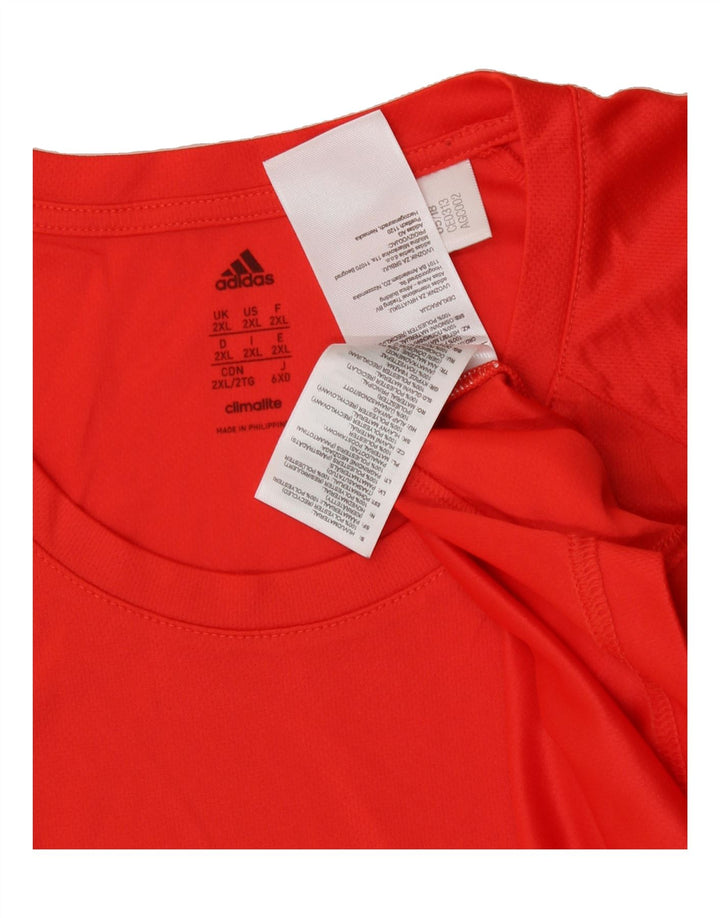 ADIDAS Mens Climalite Graphic T-Shirt Top 2XL Orange Polyester Vintage Adidas and Second-Hand Adidas from Messina Hembry 