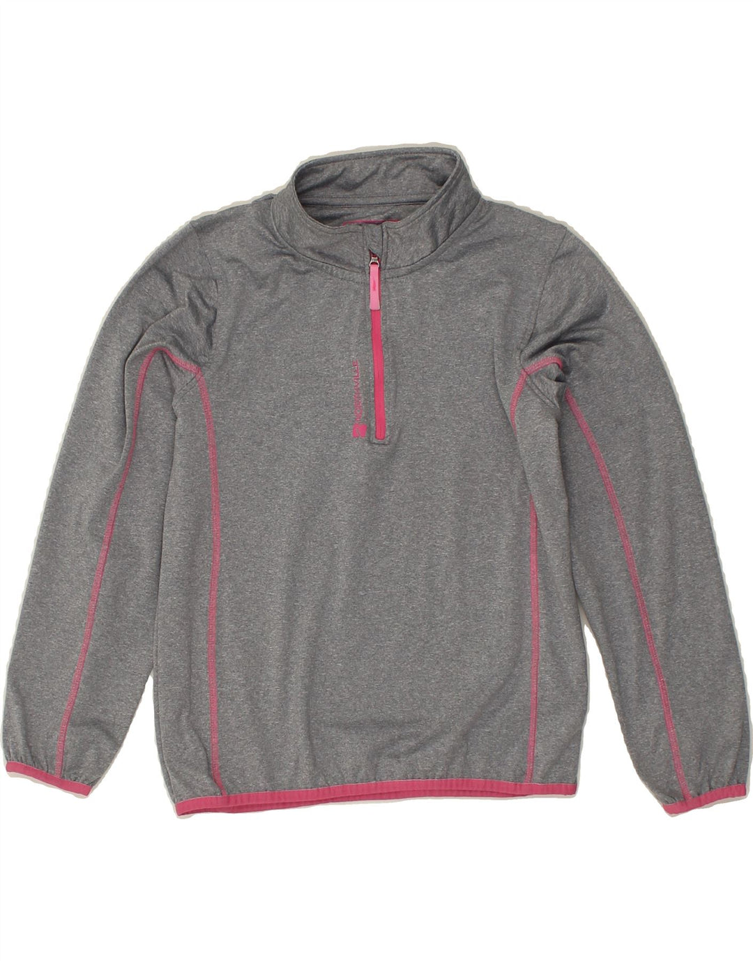 VINTAGE Girls 1/4 Zip Sweatshirt Jumper 12-13 Years Grey Polyester | Vintage Vintage | Thrift | Second-Hand Vintage | Used Clothing | Messina Hembry 