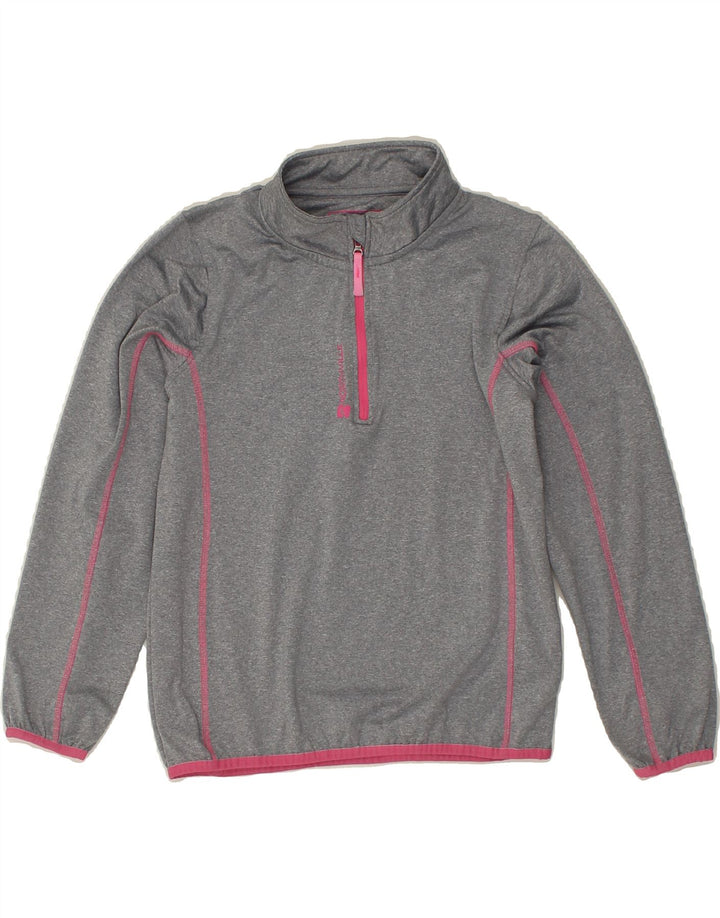 VINTAGE Girls 1/4 Zip Sweatshirt Jumper 12-13 Years Grey Polyester | Vintage Vintage | Thrift | Second-Hand Vintage | Used Clothing | Messina Hembry 