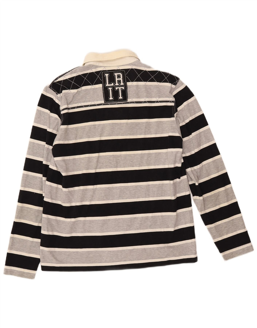 LOTTO Polo de Rugby Graphique à Manches Longues Homme Rayé Noir Moyen