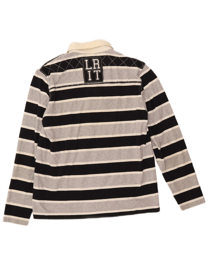 LOTTO Polo de Rugby Graphique à Manches Longues Homme Rayé Noir Moyen