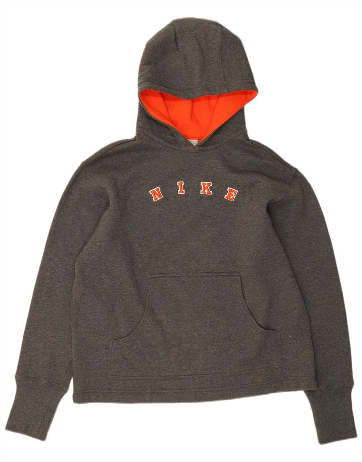 Nike Pull à capuche surdimensionné graphique pour femme US 8/10 Gris moyen en coton