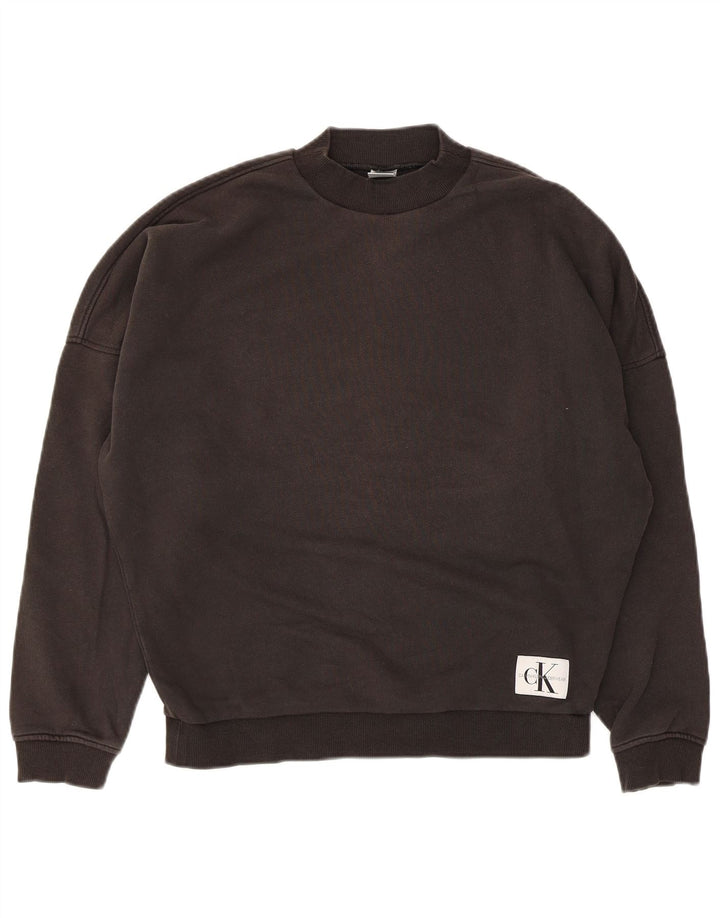Calvin Klein Sweat-shirt surdimensionné pour femme UK 10 Petit coton noir
