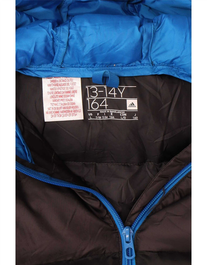 Adidas Veste matelassée à capuche pour garçon 13-14 ans Noir Colorblock Polyester