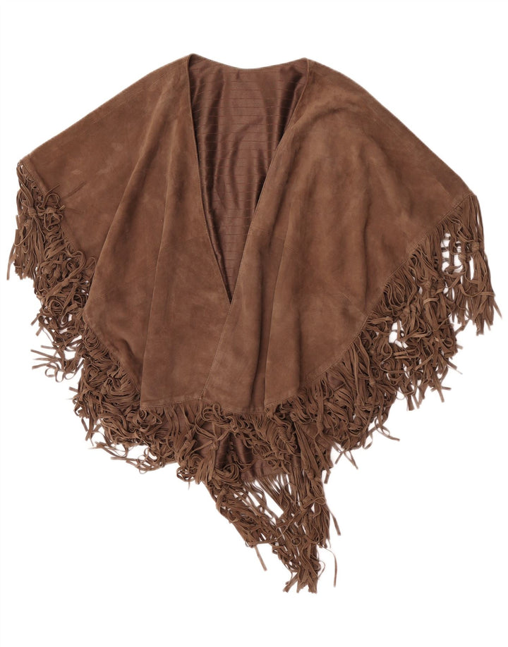 Manteau cape en daim femme vintage taille unique marron