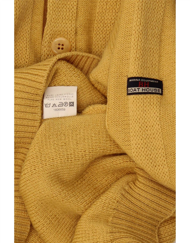 Boat House Pull à col boutonné pour homme IT 52 Large Jaune Laine vierge