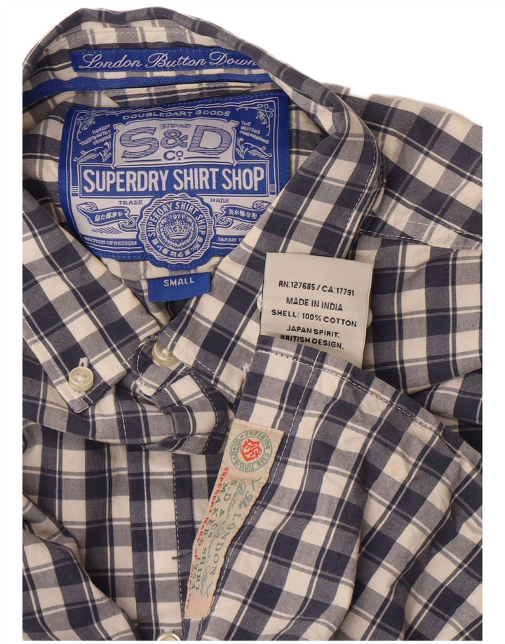 Superdry Chemise Homme Petit Carreau Bleu Marine Coton
