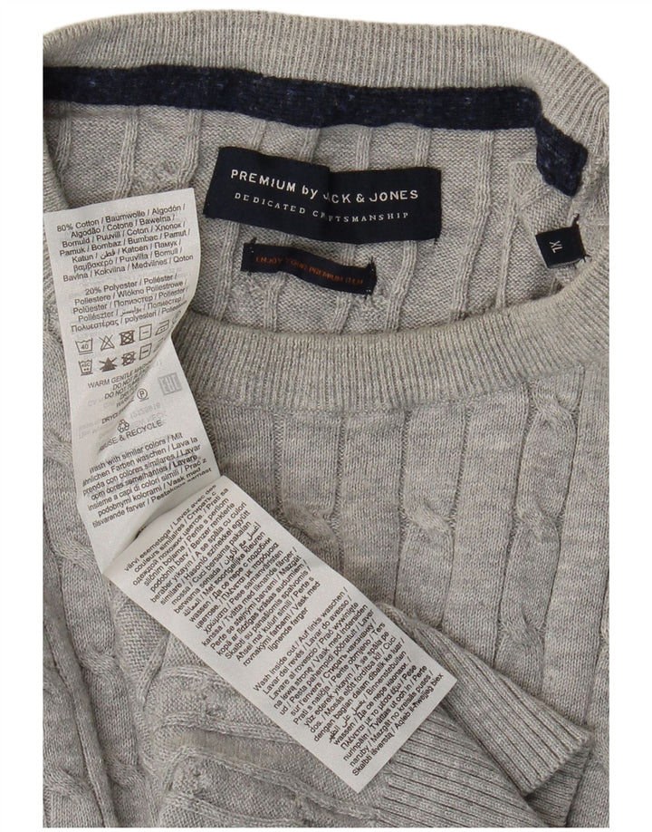 JACK & JONES Pull Col Rond Homme XL Gris Coton