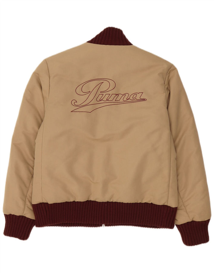 Puma Veste bomber graphique pour femme UK 16 Large Beige Colorblock Polyester