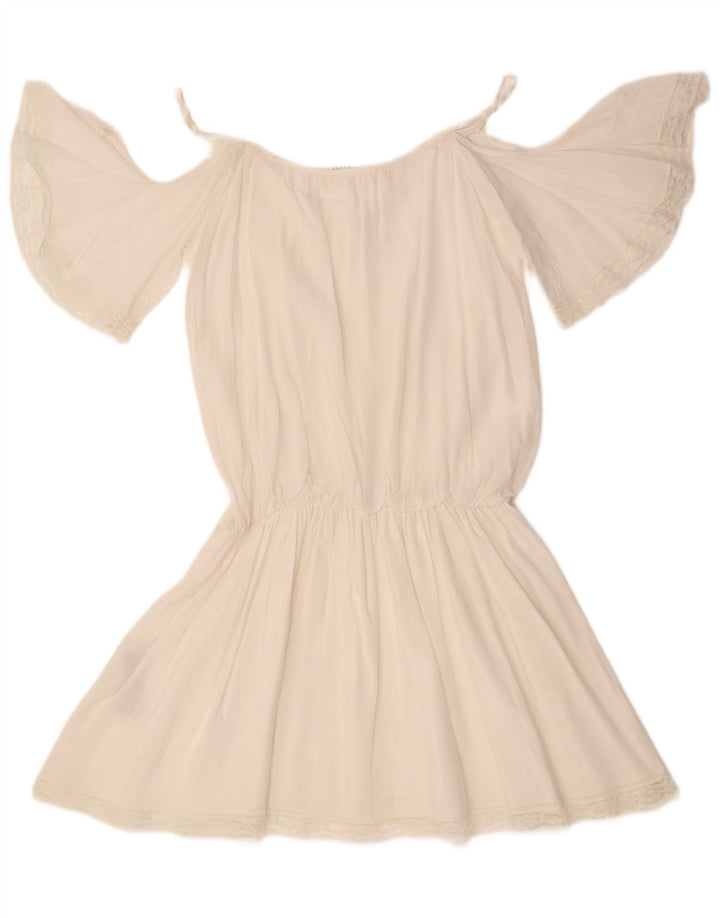 Guess Robe chauve-souris à épaules dénudées pour femme UK 12 en coton blanc moyen