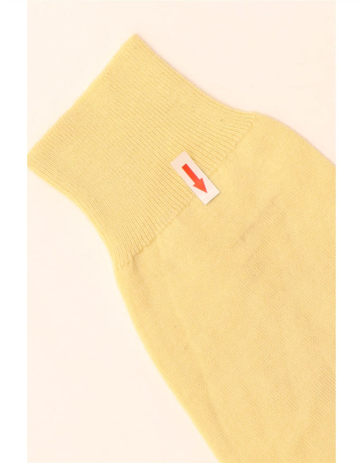 vintage Mens V-Col Jumper Pull Grande Laine Vierge Jaune