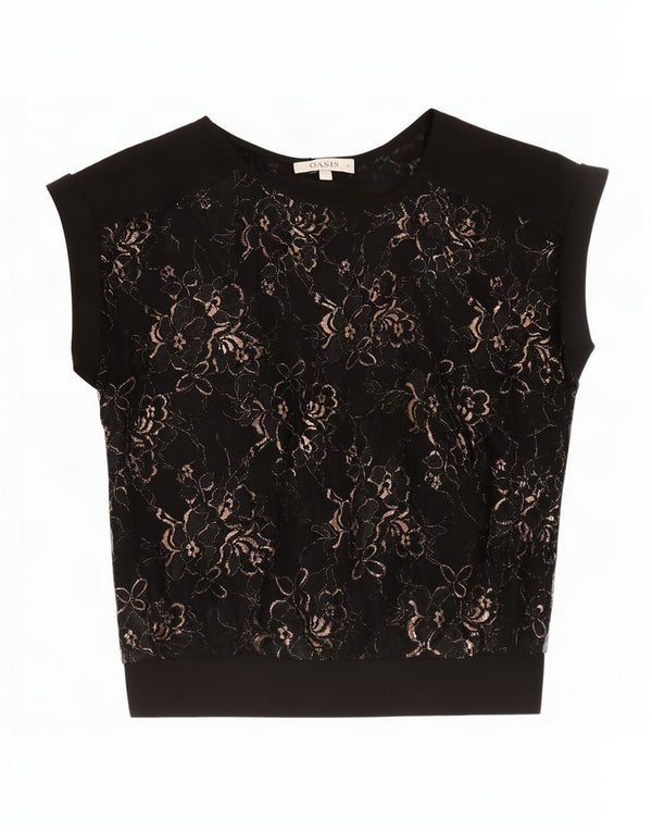 Oasis Chemisier coupe ample pour femme UK 6 XS Noir Floral Polyamide