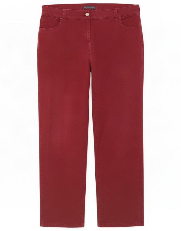 Marks & Spencer Pantalon droit décontracté pour femme UK 20 2XL W38 L28 Rouge