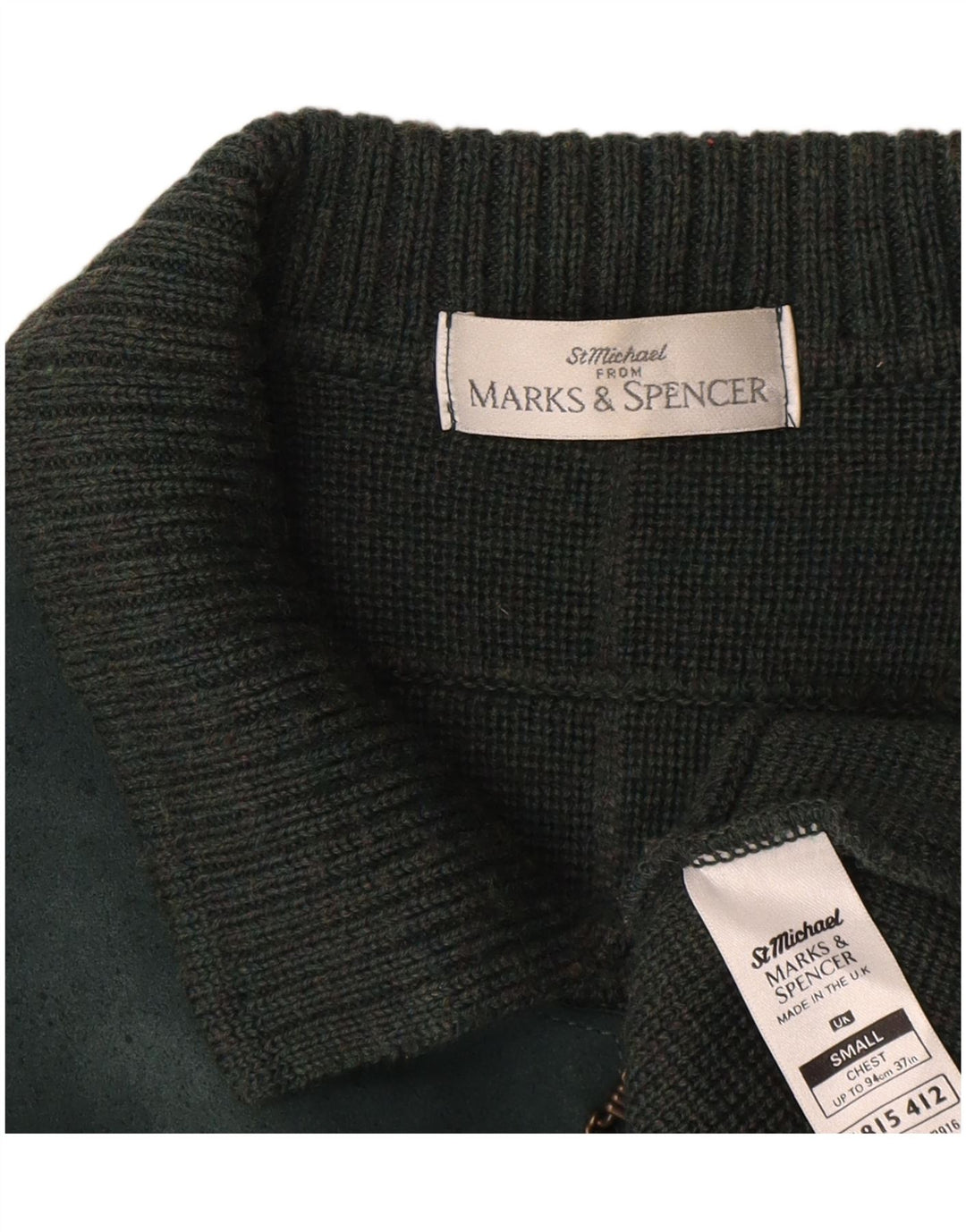 Marks & Spencer Cardigan St. Michael pour homme en laine à petits carreaux verts