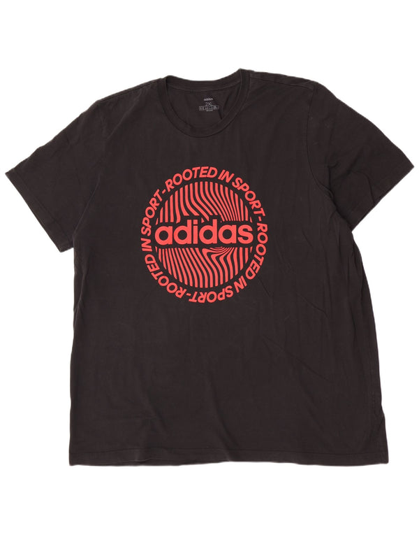 Adidas Mens Regular Graphic T-Shirt Top 2XL Coton Noir