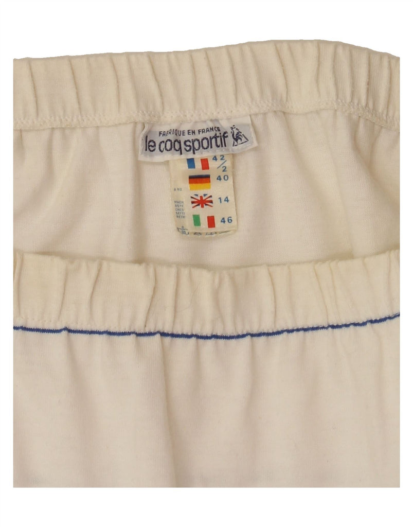 LE COQ SPORTIF Womens Tennis Skirt UK 14 Medium W28 White Striped Cotton Vintage Le Coq Sportif and Second-Hand Le Coq Sportif from Messina Hembry 