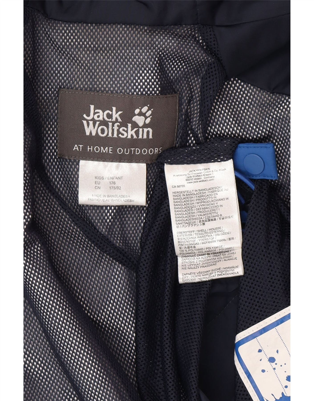 Jack Wolfskin Veste de Pluie Garçon 15-16 ans Bleu Colorblock Polyamide