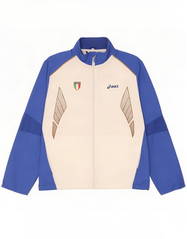 Asics Veste de survêtement Italia Graphic pour homme, grand, blanc, color block