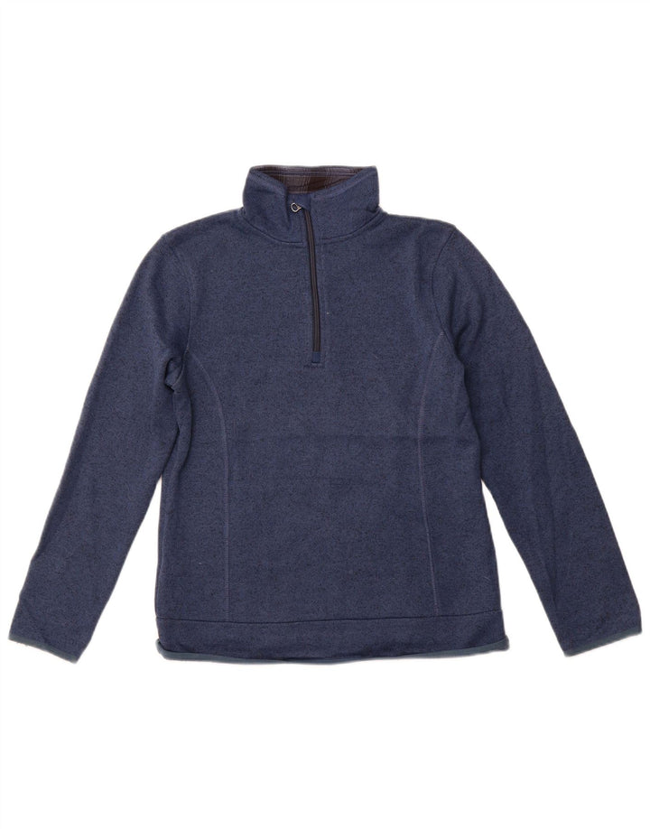 EDDIE BAUER Sweat-shirt à col zippé pour femme UK 10 Petit Bleu Moucheté