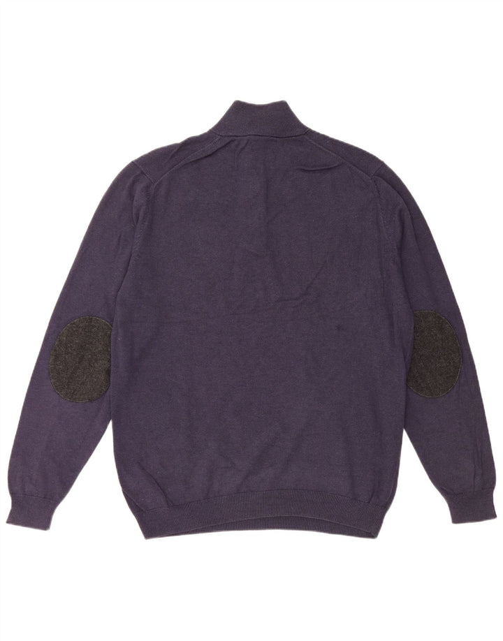 MASSIMO DUTTI Pull col zippé pour homme en coton bleu marine Taille L