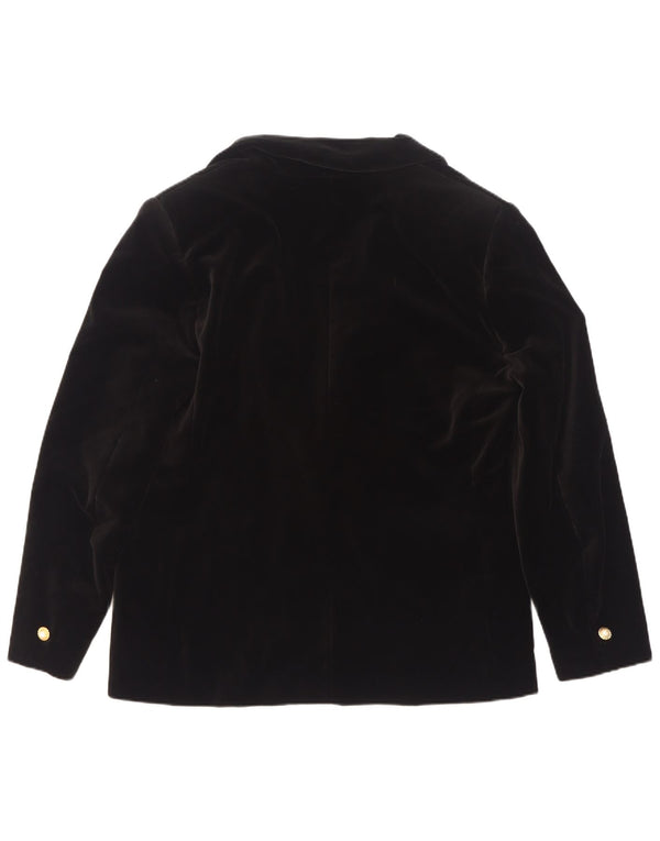vintage Femme 1 Bouton Velours Blazer Veste IT 50 XL Coton Noir