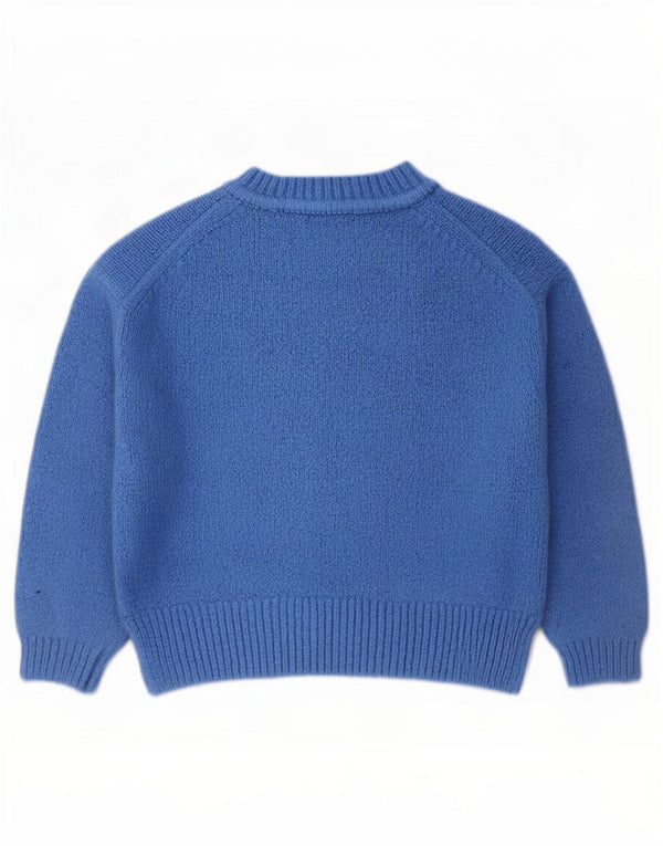 Zara Pull court à col rond pour femme UK 14 Bleu moyen Acrylique