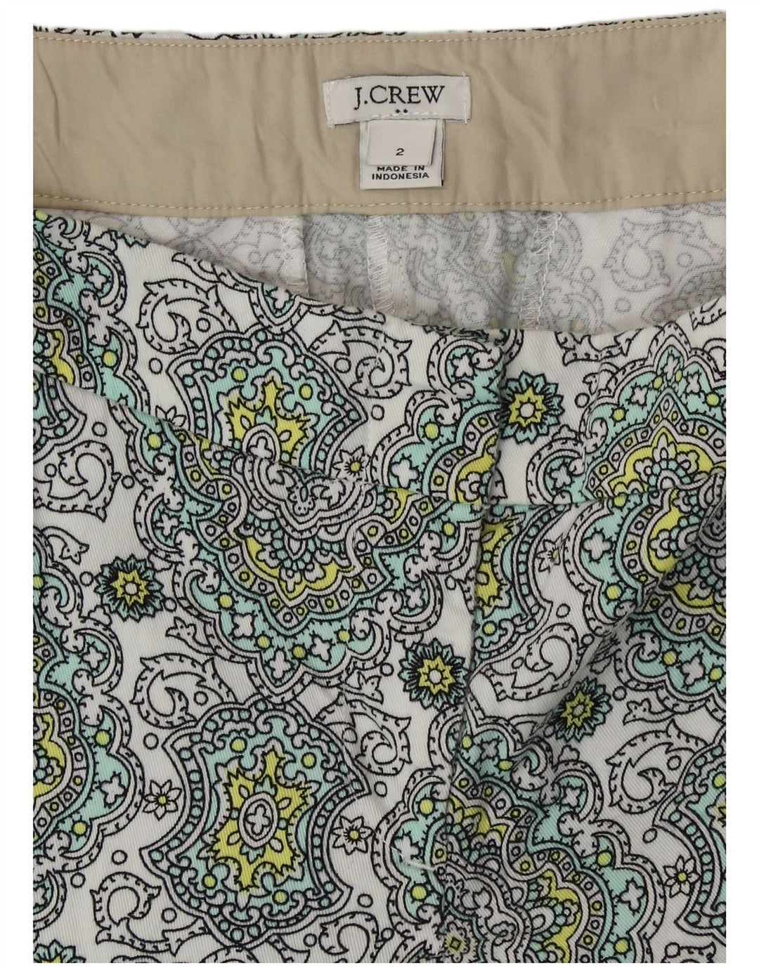 J. CREW Short Chino Femme US 2 XS W28 Coton Paisley Multicolore