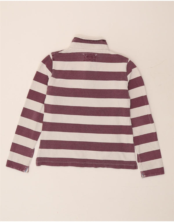 Crew Clothing Sweat-shirt à col zippé pour femme UK 10 Petit rayé blanc