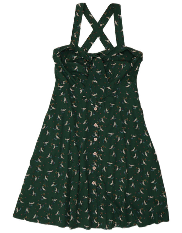 EDC Womens Halter Dress IT 42 Medium Green Floral Cotton