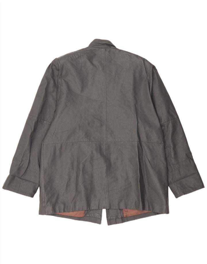 manteau en cuir surdimensionné femme vintage UK 18 XL cuir gris