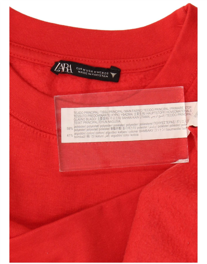 Zara Femme Crop Sweatshirt Jumper UK 14 Medium Rouge Polyester