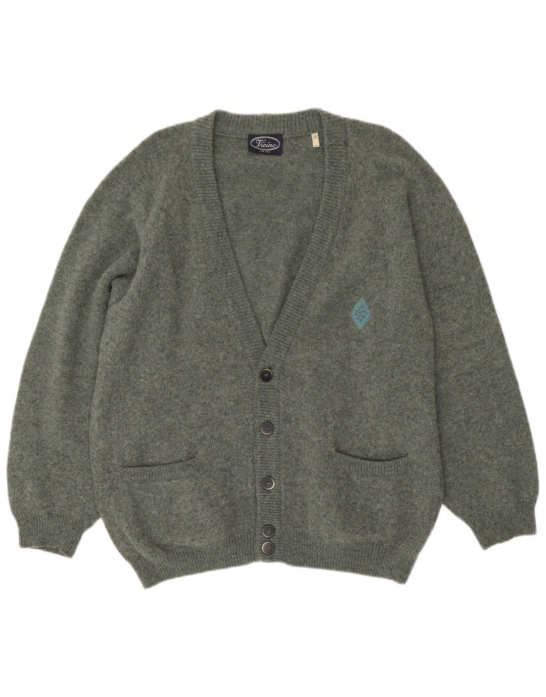 VINTAGE Pull Cardigan Homme IT 50 Laine Vert Moyen