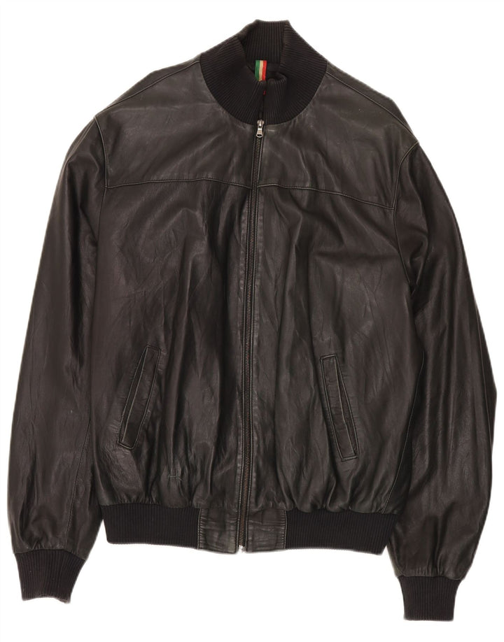 John and Son's Veste en cuir pour homme UK 38 Cuir noir moyen