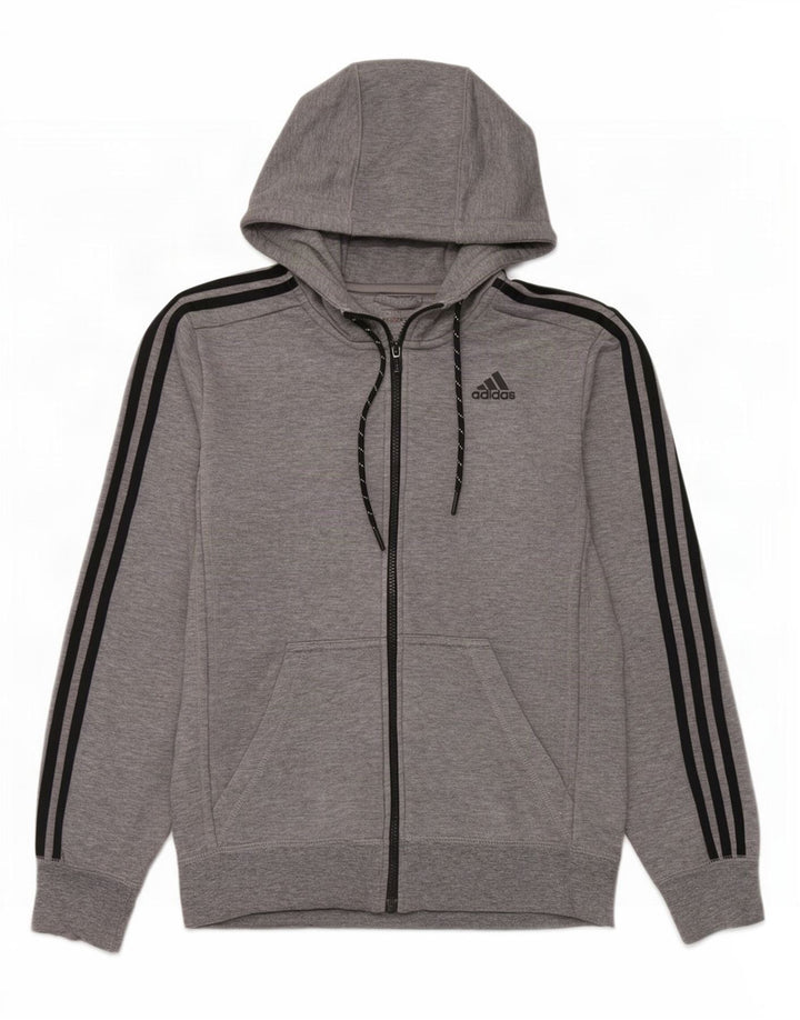 Adidas Pull à capuche zippé Climalite pour homme Petit polyester moucheté gris