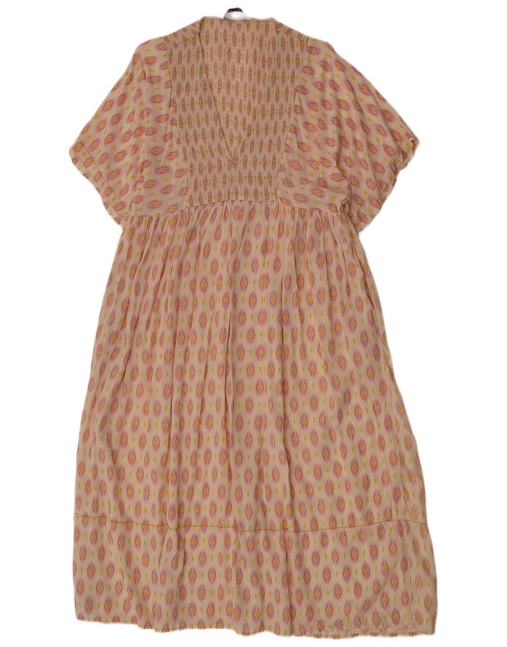 Zara Robe caftan pour femme UK 12 Medium Off White Ikat Viscose