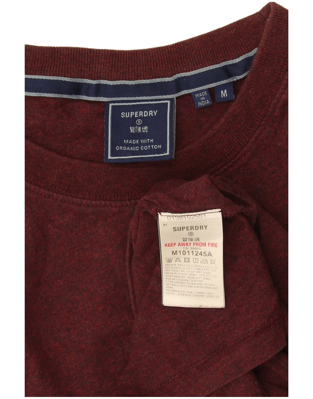 Superdry T-shirt en coton moucheté bordeaux moyen pour homme