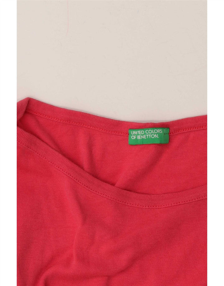 Benetton Haut À Manches Longues Pour Femme UK 12 Rose Moyen