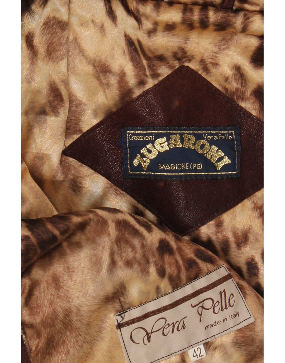 Veste en cuir à capuche femme vintage IT 48 Marron moyen