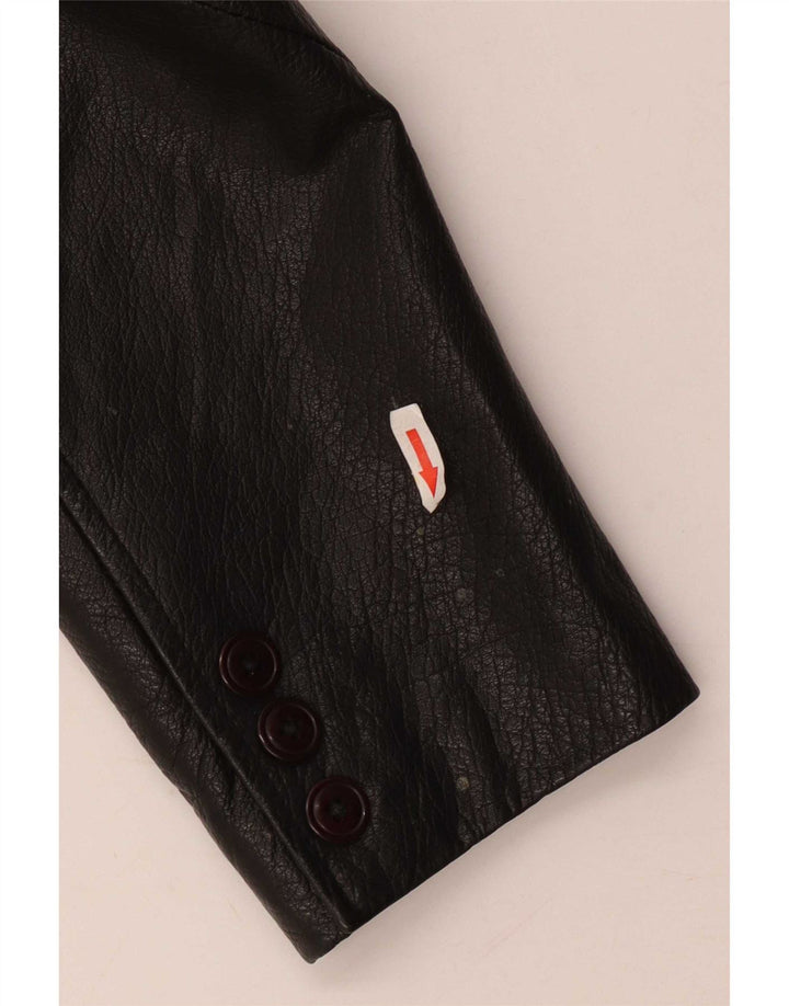 Conbipel Veste Blazer En Cuir À 3 Boutons Femme IT 44 Noir Moyen