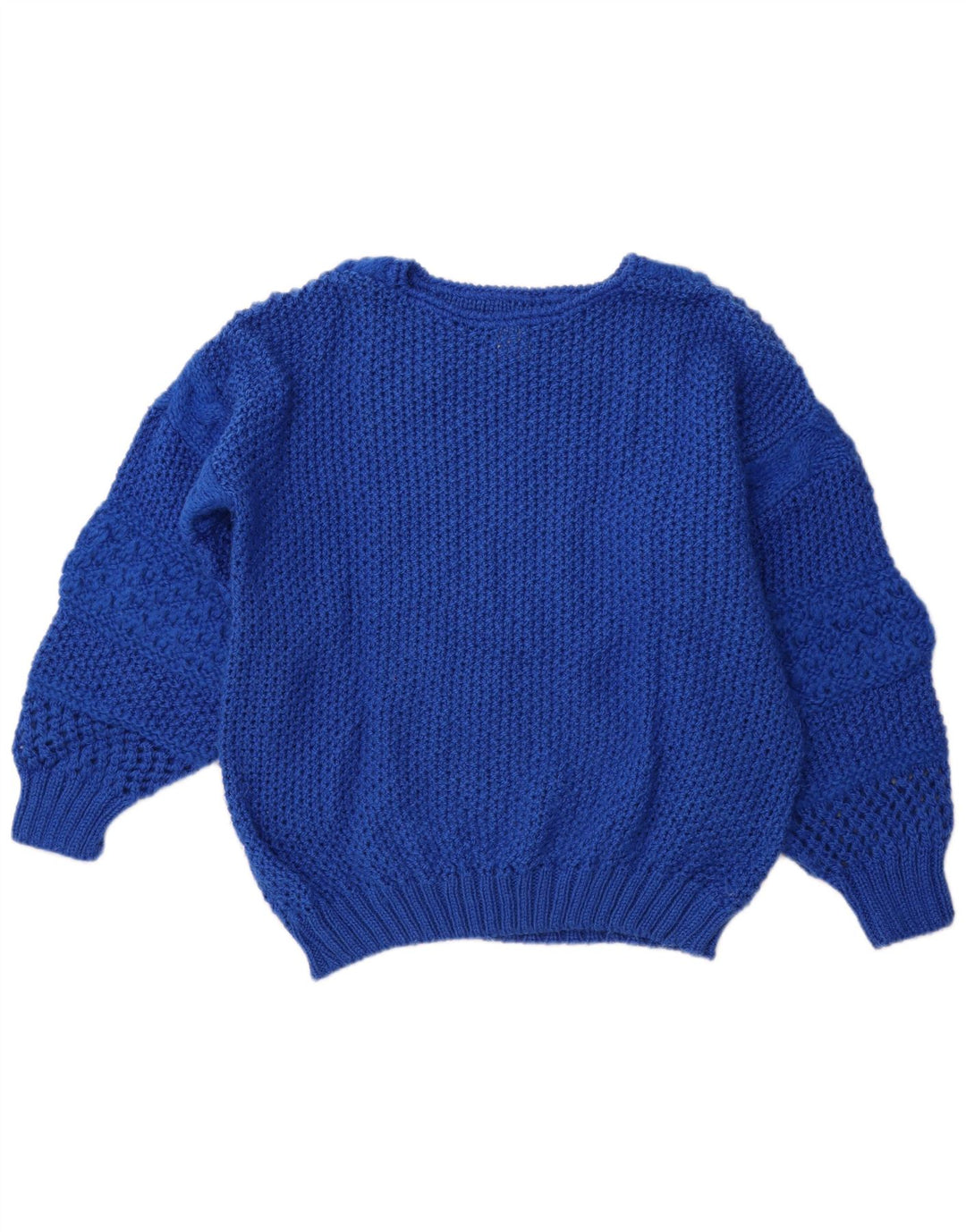 vintage Femme Bateau Cou Jumper Pull EU 40 Moyen Bleu Polyacrylique
