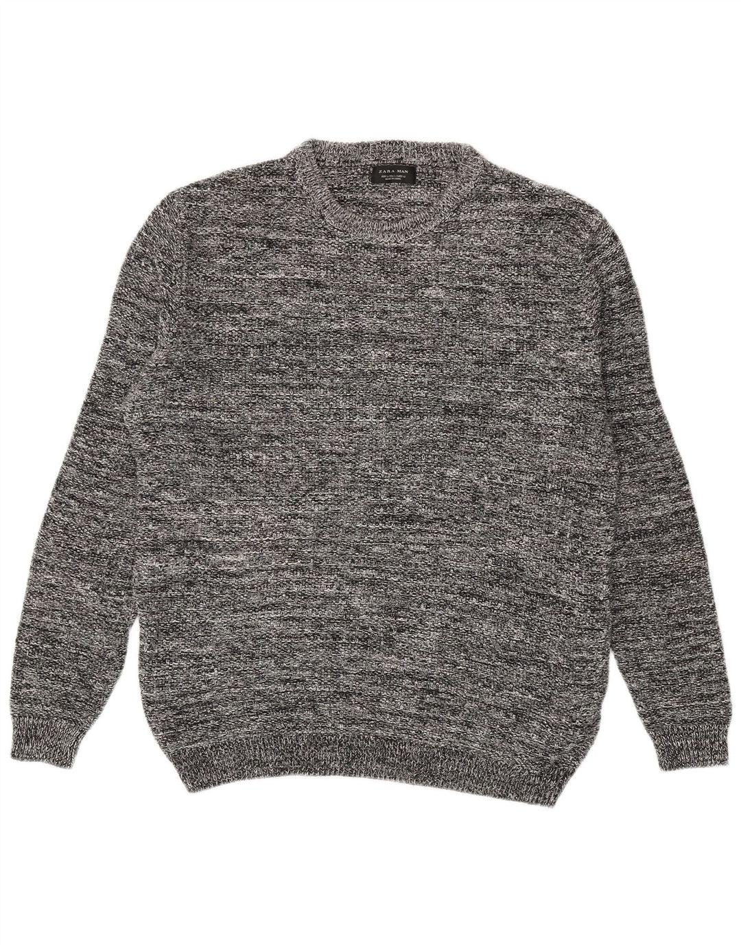Zara Pull ras du cou pour homme en acrylique moucheté grand gris