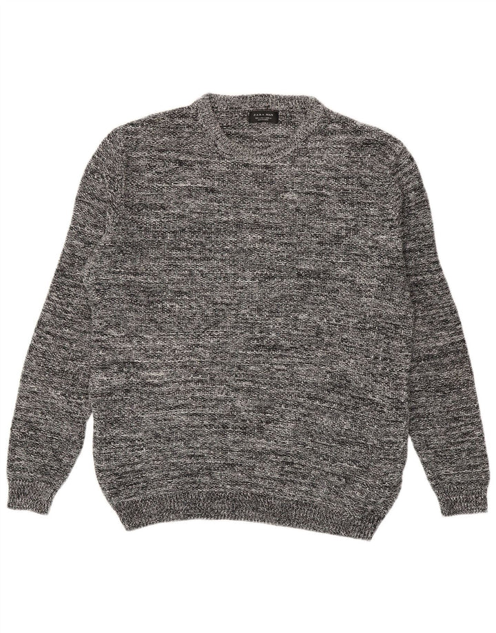 Zara Pull ras du cou pour homme en acrylique moucheté grand gris