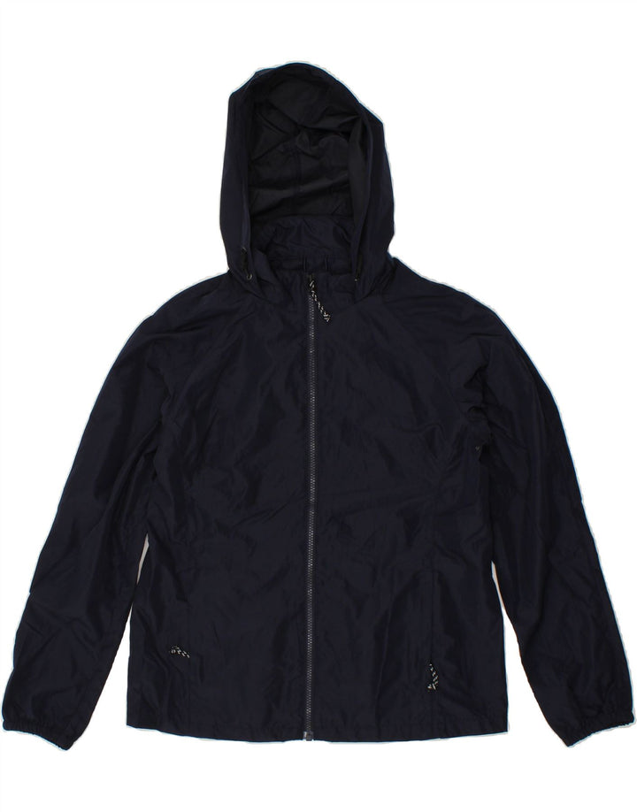 EDDIE BAUER Womens Hooded Rain Jacket UK 10 Small Navy Blue Polyester Vintage Eddie Bauer and Second-Hand Eddie Bauer from Messina Hembry 