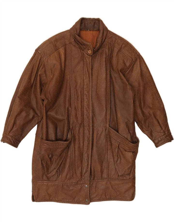 MADDOX Womens Leather Coat EU 40 Medium Brown Leather Vintage Maddox and Second-Hand Maddox from Messina Hembry 