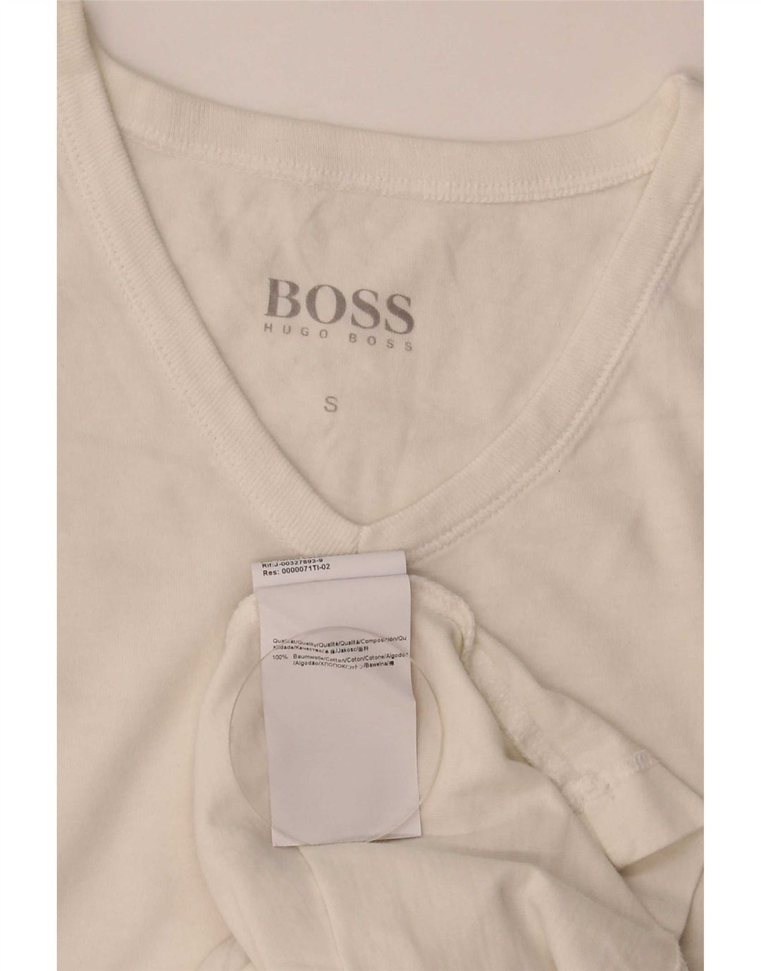 Hugo Boss Hommes T-Shirt Top Petit Blanc Coton