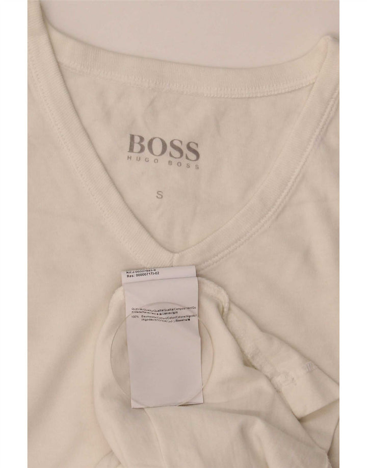 Hugo Boss Hommes T-Shirt Top Petit Blanc Coton
